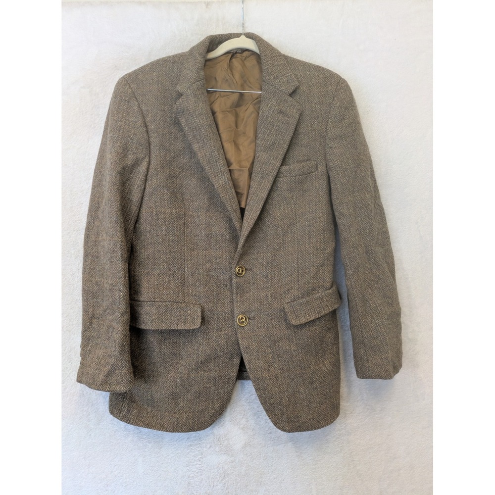Botany 500 Blazer Men's M Brown Herringbone 2-Button Wool‎ Tweed Sport Coat